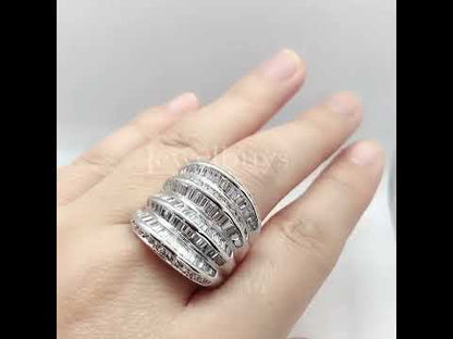 5.5ctw Baguette Cut White Sapphire Women's Vintage Ring-JEWELBUYS