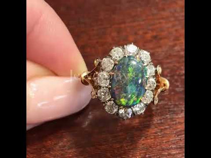 5.0ct Victorian Vintage Style Oval Cut Opal Set Sapphire Ring-JEWELBUYS