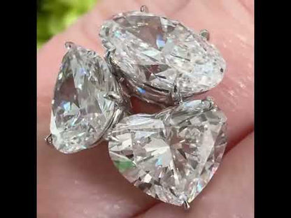 Brilliant 9ct Pear Heart & Oval Cut White Sapphire Women's Engagement Ring in Silver-JEWELBUYS