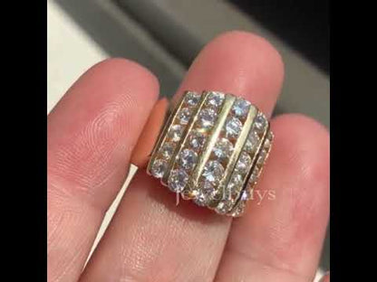 3ct Channel Set Round Cut Gold Tone Wide Wedding Band-JEWELBUYS