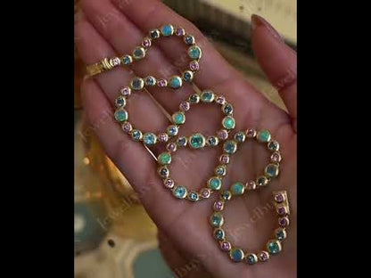 Bubble Series Mermaid Colorful Sapphire Tennis Necklace-JEWELBUYS