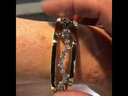 4.0Ctw Round Bezel Sapphire Bangle-JEWELBUYS
