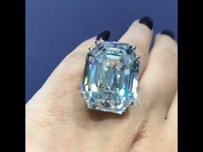 6.5ct Emerald Cut Three Stone White Sapphire Engagement Ring-JEWELBUYS