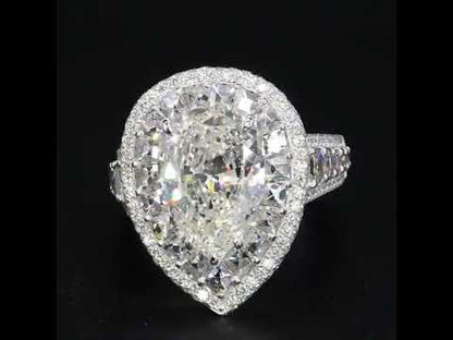 12ctw Pear Cut White Sapphire with Blue Sapphire Shank Delicate Pave Ring-JEWELBUYS