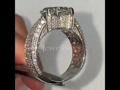 7.5ct Heart Shaped Center and Round Cut Wide Set White Sapphire Men’s Ring in Silver-JEWELBUYS