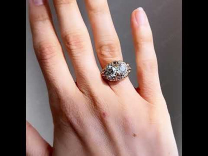 3.56Ctw Round Sapphire Double Stone Vintage Engagement Ring-JEWELBUYS