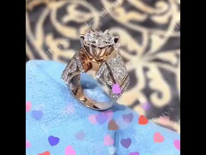 3.0ctw Round Princess Cut White Sapphire Engagement Ring-JEWELBUYS