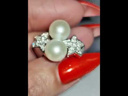 0.5ctw White Pearl and Sapphire Ring-JEWELBUYS