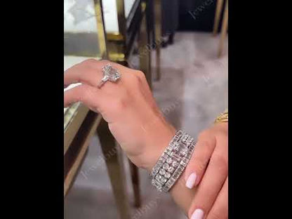 40ctw Round Baguette Cut White Sapphires Luxury Women's Bracelet-JEWELBUYS