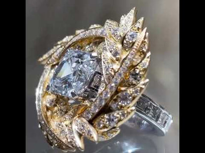 5.05ctw Square Cut White Sapphire Wheat Theme Ring-JEWELBUYS
