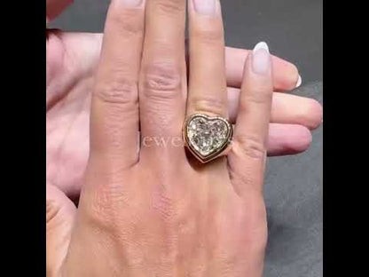 Bezel Setting 4ct Heart Cut White Sapphire Women's Engagement Ring in Yellow Gold-JEWELBUYS