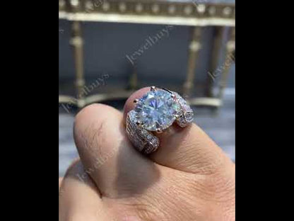 10.02Ctw Round Cut Vintage Look White Sapphire Engagement Ring-JEWELBUYS