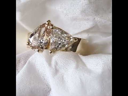3.58ctw Two Stone White Sapphire Modern Style Engagement Ring-JEWELBUYS