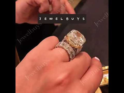 12ctw Emerald-Cut Yellow Sapphire Stacking Ring-JEWELBUYS