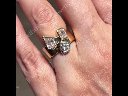 2.3ctw three white sapphire rings with different cuts-JEWELBUYS