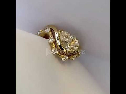 1ct Pear Cut White Sapphire Embrace 2-Piece Engagement Ring Set-JEWELBUYS