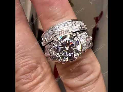 12Ctw Round and Baguette Cut Luxury Stacking Ring-JEWELBUYS