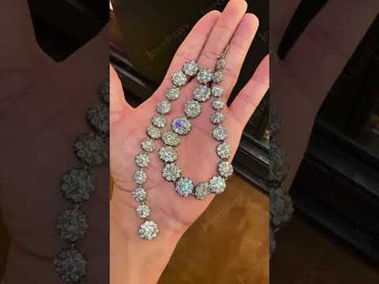 30Ctw Floral Pattern Necklace with Multiple Small Sapphires-JEWELBUYS