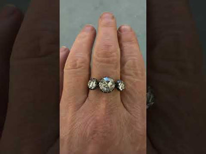 Rose-cut three-stone engagement ring-JEWELBUYS