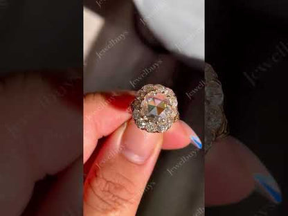 2.71ct Cushion Rose Cut Vintage Style Engagement Ring-JEWELBUYS