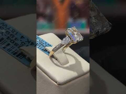 4.18Ctw Reddy's Cut White Sapphire 3-Stone Engagement Ring-JEWELBUYS