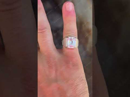6.5Ct Emerald-Cut Classic Men's Sapphire Heavyweight Ring-JEWELBUYS
