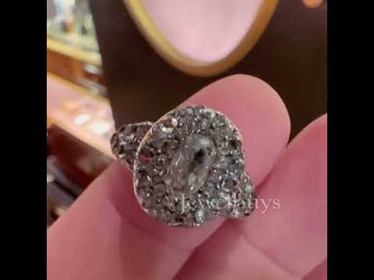 Shiny 3.02ct Oval & Round Cut White Sapphire Women's Engagement Ring in Silver-JEWELBUYS