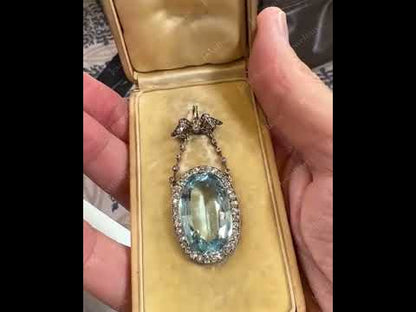 15.6Ctw Oval Aquamarine Vintage Pendant-JEWELBUYS