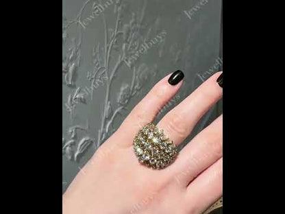 3.65ctw Round and Baguette Cut Exquisite Five Row Gemstone Ring-JEWELBUYS