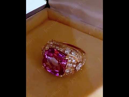 5.7Ctw cushion-cut elegant curve pink morganite ring-JEWELBUYS