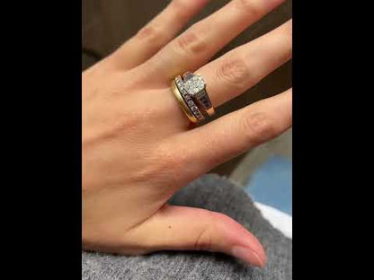 4.0Ctw Cushion-cut stacked ring with aquamarine and white sapphires-JEWELBUYS