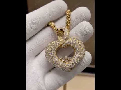 2.35Ctw Scattered Transparent Sapphire Heart Pendant Necklace-JEWELBUYS