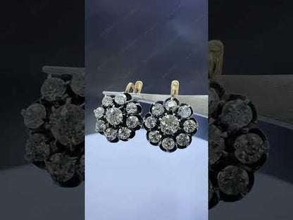 2.0Ctw Ideal Round Cut Sapphire Vintage Earrings-JEWELBUYS