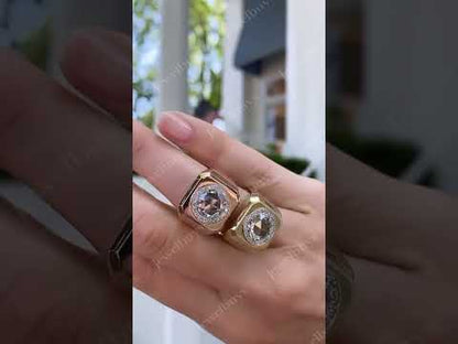 6.34ctw Rose Cut White Sapphires Bold Rose Gold and Gold Ring-JEWELBUYS