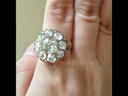 6.02ctw Antique Rose Cut Rose Gold White Sapphire Ring-JEWELBUYS