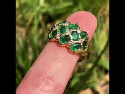 3.0Ctw Oval-cut Emerald and Sapphire Braided Ring-JEWELBUYS