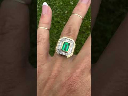 4.0Ctw emeralds and rectangular sapphires ring-JEWELBUYS