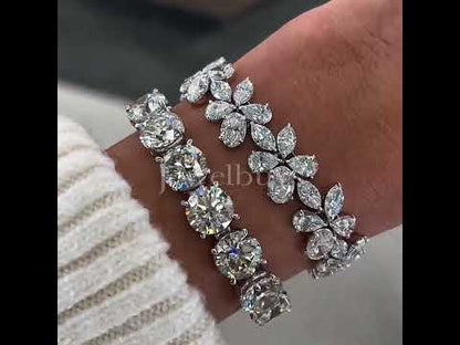 50.0ctw Classic and Floral Style White Sapphire Ice Crystal Bracelet-JEWELBUYS