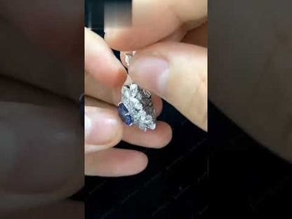 4.5Ctw oval-cut blue sapphire deformed pendant ring-JEWELBUYS