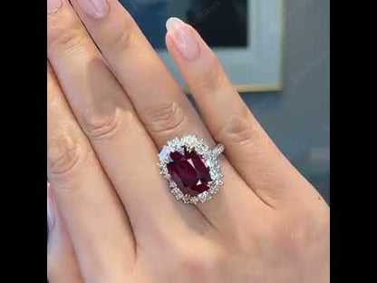 5.0Ctw Cushion-cut ruby and sapphire engagement ring-JEWELBUYS