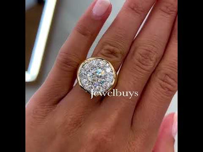 5.5 ctw Round Cut White Sapphire Stamp Engagement Ring-JEWELBUYS