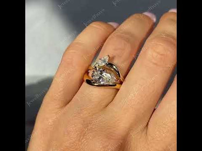 3.55ctw Pear And Marquise Cut White Sapphire Stacking Ring-JEWELBUYS