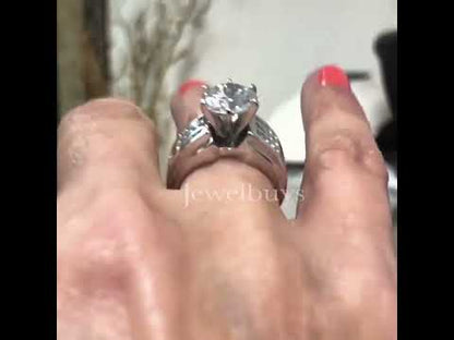 5ctw Round Cut White Sapphire Triple Bands Engagement Ring-JEWELBUYS