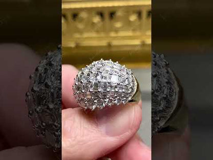 8ctw Baguette Cut White Sapphire Stunning Large Dome Ring-JEWELBUYS