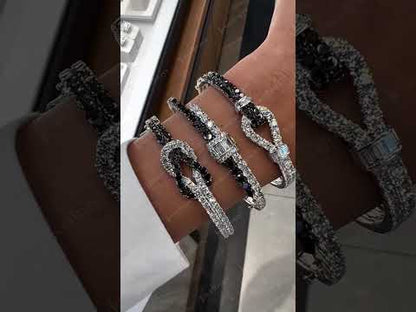 8.0ctw Black and White Sapphire Knot Bracelet-JEWELBUYS