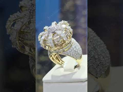 6.5Ctw Round and rectangular cut sapphire king's crown ring- JEWELBUYS