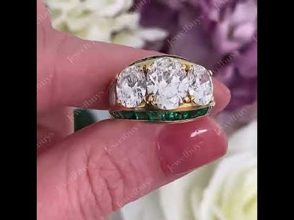 8.0Ctw Oval Cut Traditional Three Stone Sapphire Ring-JEWELBUYS