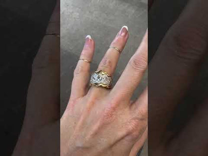 4.0Ctw Exquisite Vintage Wave Lace Sapphire Ring- JEWELBUYS