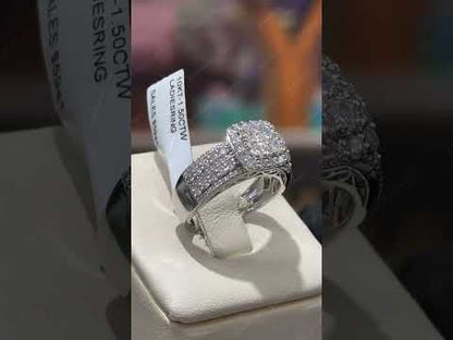 1.5Ctw Classic Round Multi-Row Sapphire Cluster Engagement Ring-JEWELBUYS