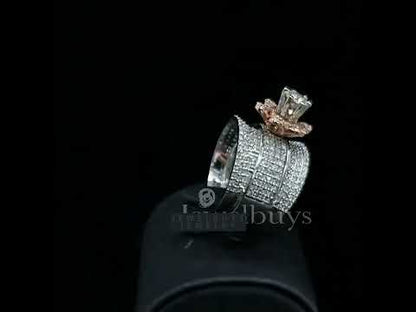 6.0ctw Round Cut Rose Gold Two Tone Floral Engagement Ring-JEWELBUYS
